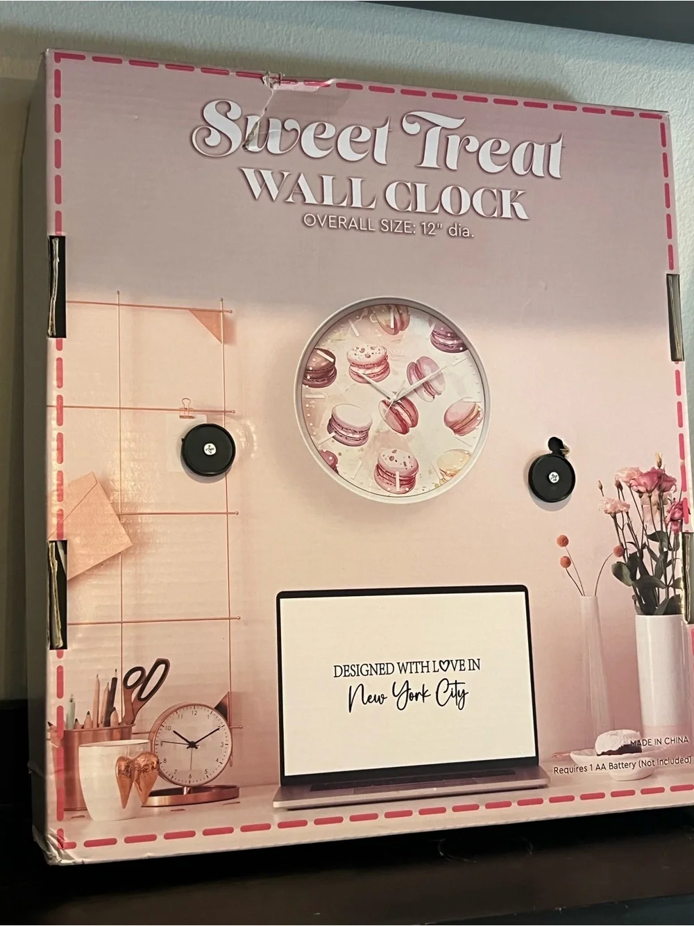 Sweet Treat Pink Strawberry & Cherry Wall Clock by